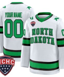 Custom North Dakota Fighting Hawks Jersey 2025 26 Premium Stitched White