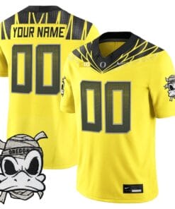 Custom Oregon Ducks 2025 Jersey Mummy Duck Vapor Limited Stitched Yellow