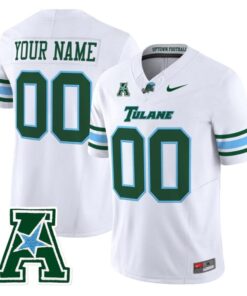 Custom Tulane Green Wave Jersey Name Number 2025 Vapor Stitched White
