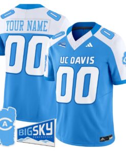 Custom UC Davis Aggies Jersey 2025 Lake Tahoe Patch Stitched Aqua Alter