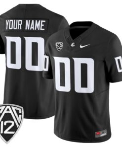 Custom Washington State Cougars Jersey Name Number 2025 Stitched Black