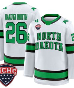 Dakota North Jersey 26 North Dakota Fighting Hawks 2025 26 Stitched White