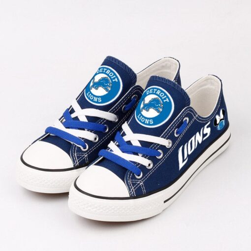 Detroit Lions Low Top Canvas Sport Sneakers Shoes For Men Women Fans - Image 3