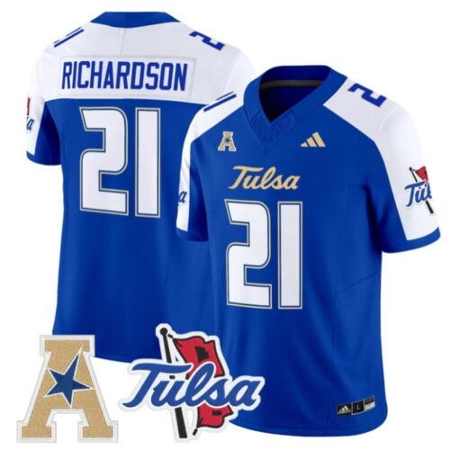 Dominic Richardson Jersey #21 Tulsa Golden Hurricane 2025 Stitched Royal Alter