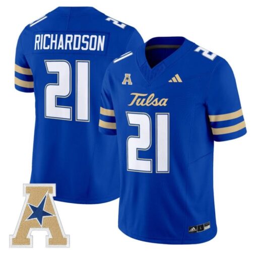 Dominic Richardson Jersey #21 Tulsa Golden Hurricane 2025 Vapor Stitched Royal