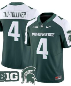 Elijah Tau-Tolliver Jersey #4 Michigan State Spartans 2025 Stitched Green Alter