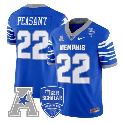 Frank Peasant Jersey #22 Memphis Tigers 2025 Vapor Limited Stitched Royal