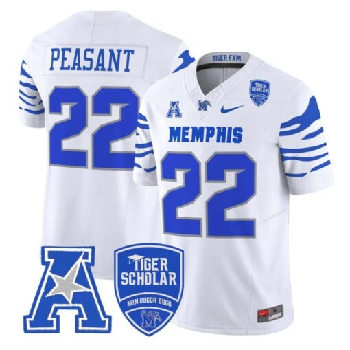 Frank Peasant Jersey #22 Memphis Tigers 2025 Vapor Limited Stitched White