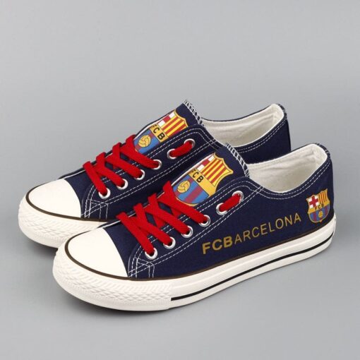 Futbol Club Barcelona Low Top Canvas Sport Sneakers Shoes For Men Women Fans - Image 2
