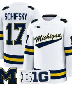 Garrett Schifsky Jersey 17 Michigan Wolverines 2025 26 Premium Stitched White