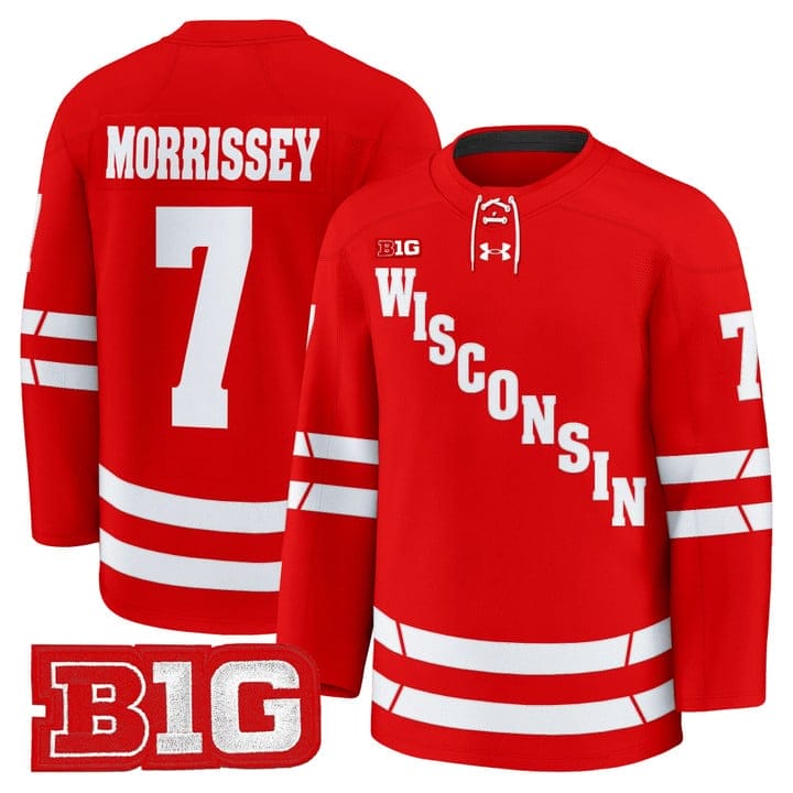 Gavin Morrissey Jersey #7 Wisconsin Badgers 2025-26 Premium Stitched