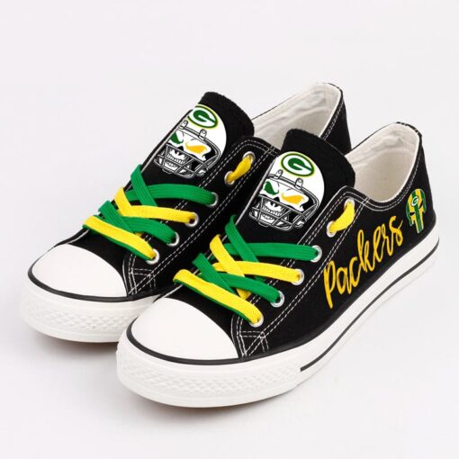 Green Bay Packers Low Top Canvas Sport Sneakers Shoes For Men Women Fans - Image 2