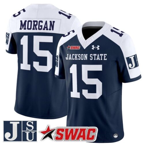 JaCobian Morgan Jersey #15 Jackson State Tigers 2025 Vapor Stitched - Image 5