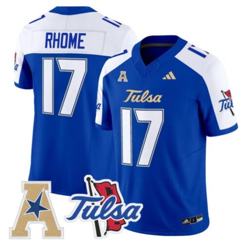 Jerry Rhome Jersey #17 Tulsa Golden Hurricane 2025 Vapor Stitched Royal Alter