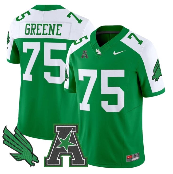 Joe Greene Jersey #75 North Texas Mean Green 2025 Vapor Stitched Green Alter
