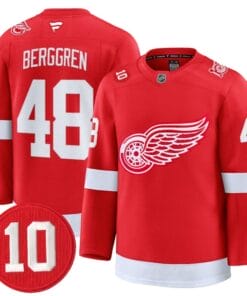 Jonatan Berggren Jersey #48 Detroit Red Wings #10 Alex Delvecchio Honoring Stitched