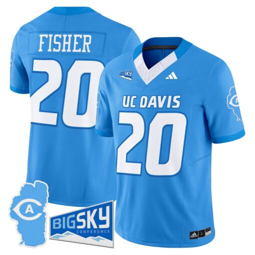 Jordan Fisher Jersey #20 UC Davis Aggies 2025 Lake Tahoe Patch Stitched - Image 3