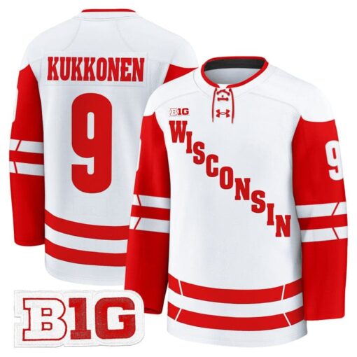 Kyle Kukkonen Jersey #9 Wisconsin Badgers 2025-26 Premium Stitched - Image 2