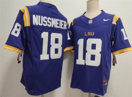 LSU Tigers #18 Garrett Nussmeier Jersey 2025 F.U.S.E. Football Stitched