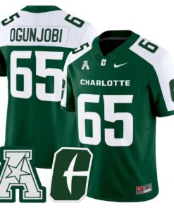 Larry Ogunjobi Jersey 65 Charlotte 49ers 2025 Vapor Limited Stitched Green Alter