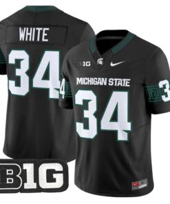Lorenzo White Jersey #34 Michigan State Spartans 2025 Vapor Stitched Black