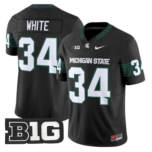 Lorenzo White Jersey #34 Michigan State Spartans 2025 Vapor Stitched Black