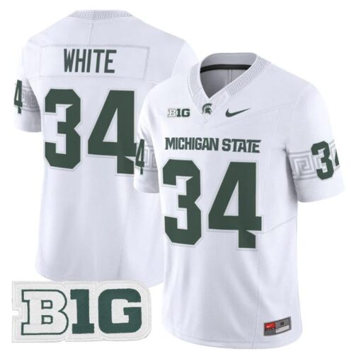 Lorenzo White Jersey #34 Michigan State Spartans 2025 Vapor Stitched White