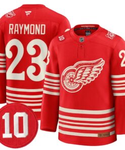 Lucas Raymond Jersey 23 Red Wings 10 Alex Delvecchio Honoring Centennial Season