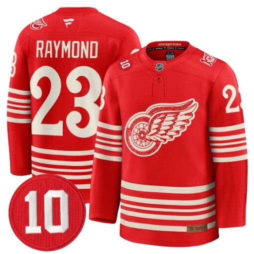 Lucas Raymond Jersey #23 Detroit Red Wings #10 Alex Delvecchio Honoring Stitched - Image 3