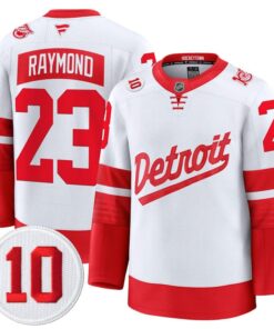 Lucas Raymond Jersey 23 Red Wings 10 Alex Delvecchio Honoring Stadium Series