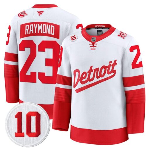 Lucas Raymond Jersey #23 Detroit Red Wings #10 Alex Delvecchio Honoring Stitched - Image 4