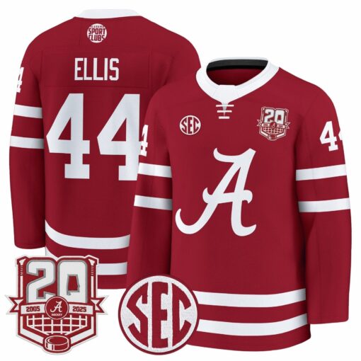 Luke Ellis Jersey #44  Alabama Crimson Tide 2025-26 Premium 20th Anniversary Patch Stitched - Image 3