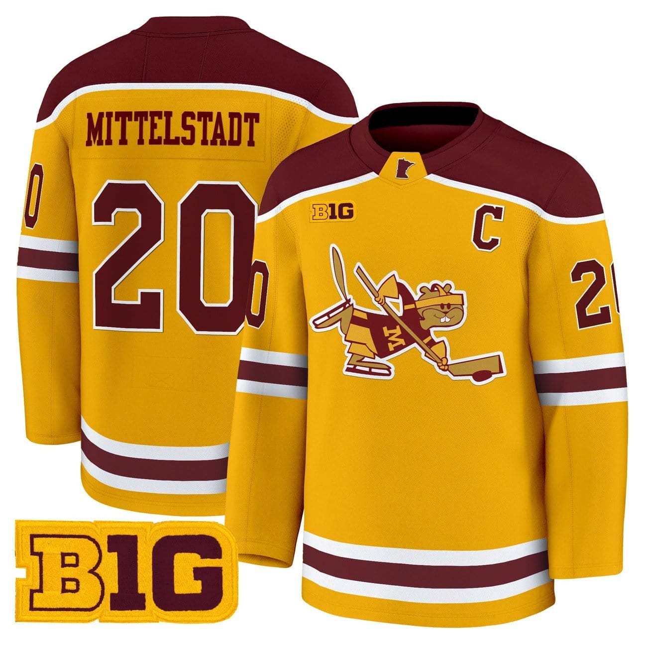 Luke Mittelstadt Jersey #20 Minnesota Golden Gophers 2025-26 Premium Stitched