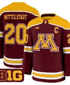 Alternative view of Luke Mittelstadt Jersey #20 Minnesota Golden Gophers 2025-26 Premium Stitched