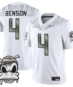 Malik Benson Jersey 4 Oregon Ducks 2025 Mummy Duck Vapor Stitched White