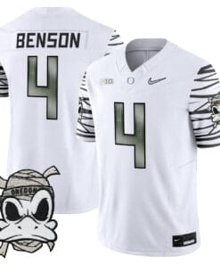 Malik Benson Jersey 4 Oregon Ducks 2025 Mummy Duck Vapor Stitched White Limited