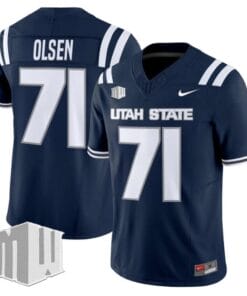 Merlin Olsen Jersey #71 Utah State Aggies 2025 Vapor Limited Stitched Navy