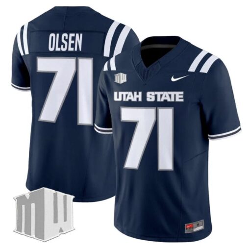 Merlin Olsen Jersey #71 Utah State Aggies 2025 Vapor Limited Stitched Navy