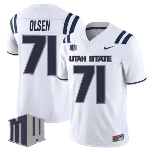 Merlin Olsen Jersey #71 Utah State Aggies 2025 Vapor Limited Stitched White