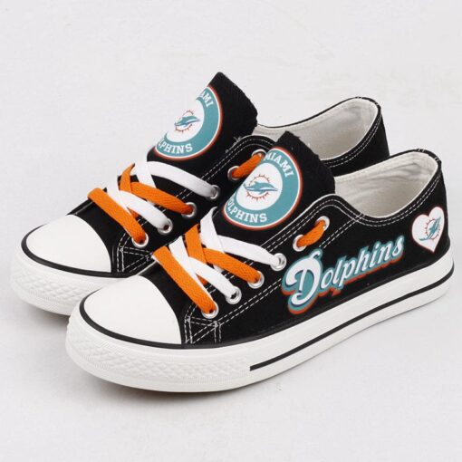 Miami Dolphins Low Top Canvas Sport Sneakers Shoes For Men Women Fans - Image 2