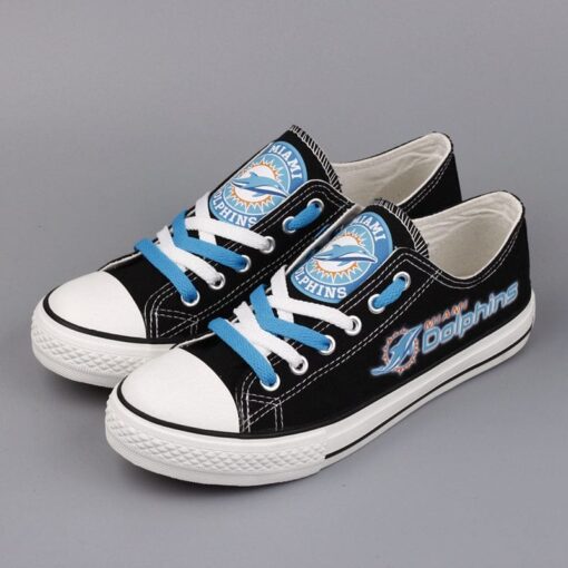Miami Dolphins Low Top Canvas Sport Sneakers Shoes For Men Women Fans
