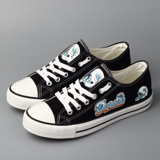 Miami Dolphins Low Top Canvas Sport Sneakers Shoes For Men Women Fans - Image 5