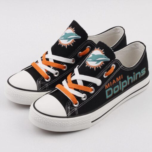 Miami Dolphins Low Top Canvas Sport Sneakers Shoes For Men Women Fans - Image 3