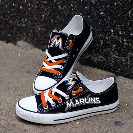 Miami Marlins Limited Print Low Top Canvas Shoes Sport Sneakers For Men Women Fans