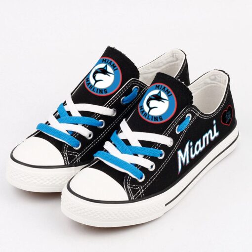 Miami Marlins Limited Print Low Top Canvas Shoes Sport Sneakers For Men Women Fans - Image 2