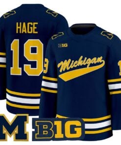 Alternative view of Michael Hage Jersey #19 Michigan Wolverines 2025-26 Premium All Stitched
