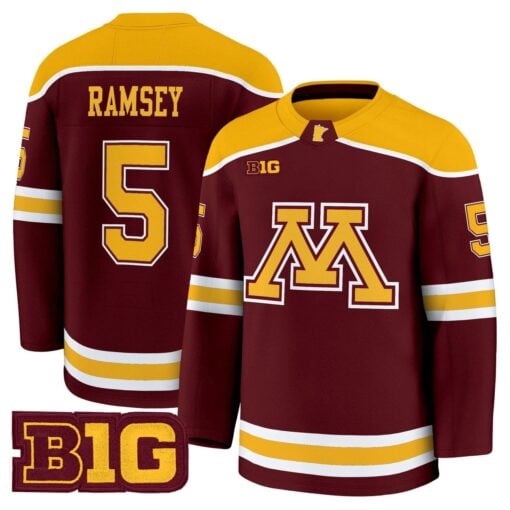 Mike Ramsey Jersey #5  Minnesota Golden Gophers 2025-26 Premium Stitched - Image 2
