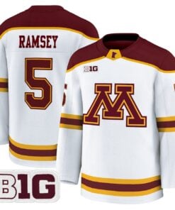 Mike Ramsey Jersey 5 Minnesota Golden Gophers 2025 26 Stitched White
