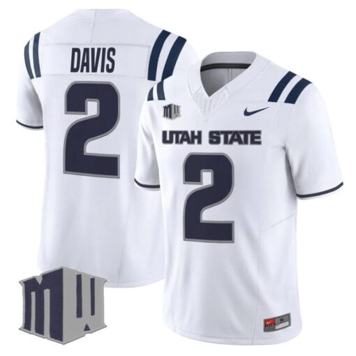 Miles Davis Jersey #2 Utah State Aggies 2025 Vapor Limited Stitched White