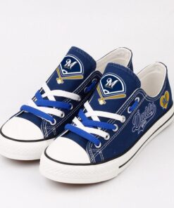 Milwaukee Brewers Limited Print MLB Students Low Top Canvas Shoes Sport Sneakers